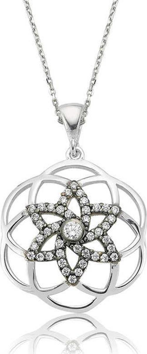 Gümüş Yıldız Yaşam Çiçeği Bayan Kolye