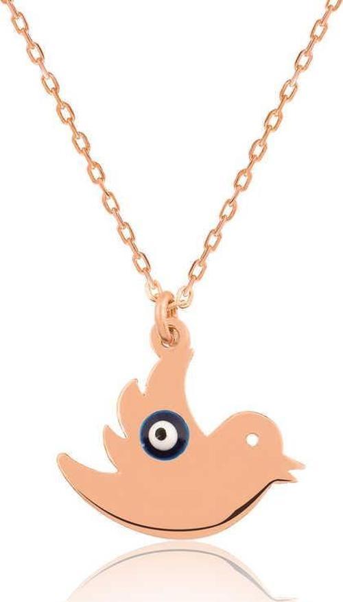 Gümüş Nazarlı Kuş Bayan Kolye