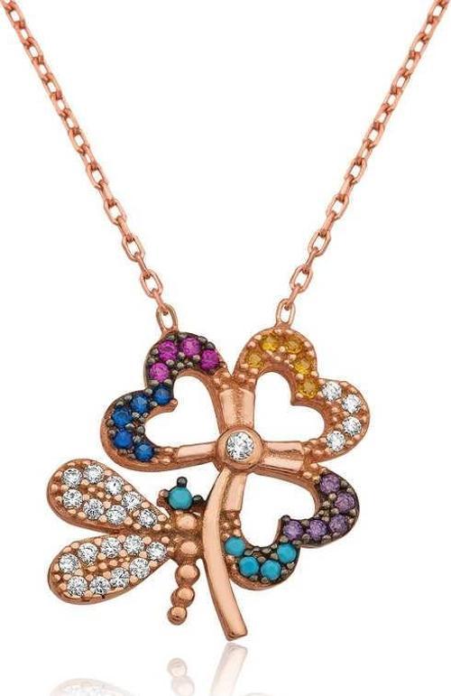 Gümüş Kelebekli Yonca Kolye