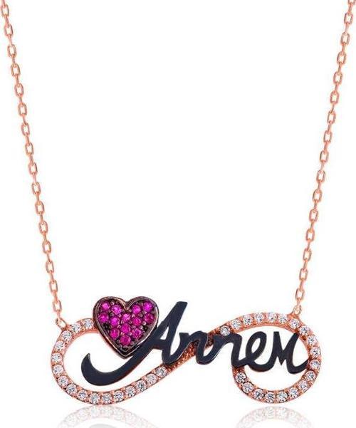 Gümüş Annem Yazılı Sonsuzluk Bayan Kolye