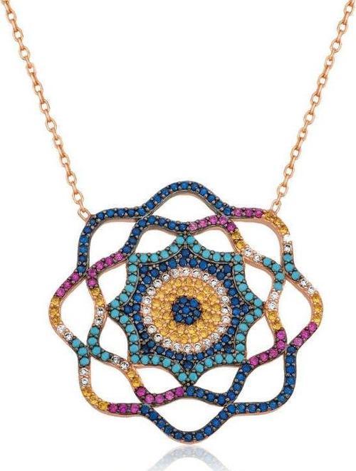 Gümüş Yaşam Güneşi Nazar Bayan Kolye