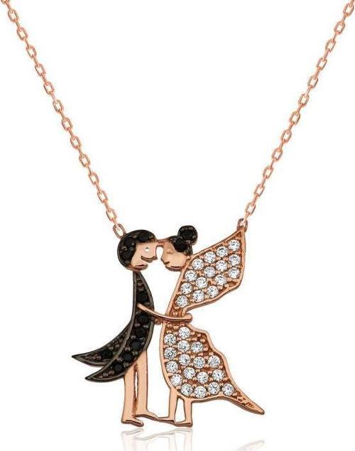 Gümüş Aşık Kelebekler Bayan Kolye