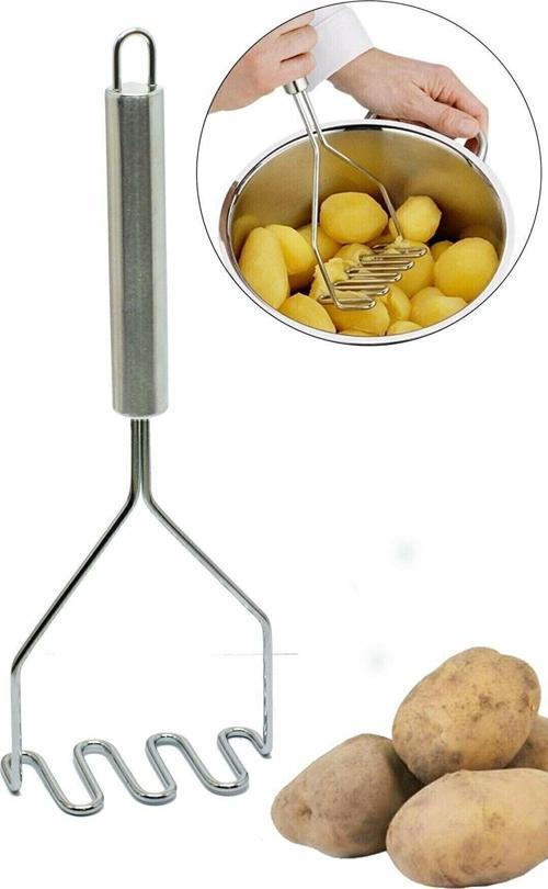 Büro Ev Ofis Mutfağı için 27CM Paslanmaz İnoks Patates Ezici Püre Yapıcı Aparat