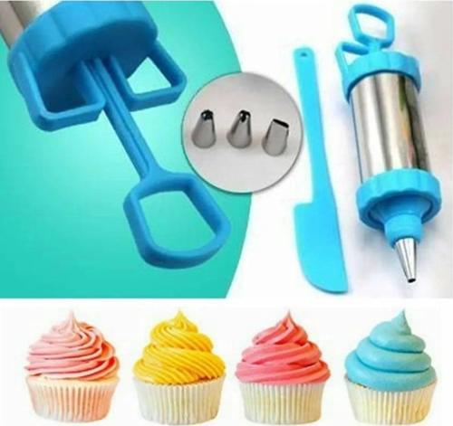 Büro Ev Ofis Mutfağı için 4UÇLU Paslanmaz Çelik Pasta Kek Süsü Krema Pompa Spatula Seti