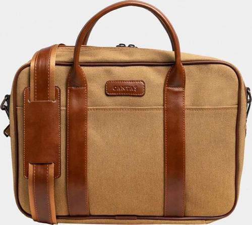 Retro Kanvas 40X29 Evrak ve Laptop Çantası 15 İnç Camel