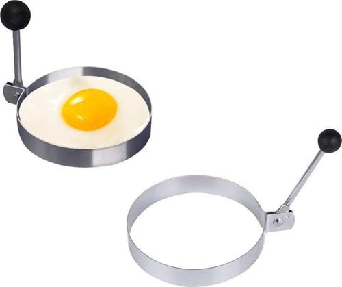 Büro Ev Ofis Mutfağı için Metalik Daire Motif Metal Omlet Yumurta Krep Kalıbı