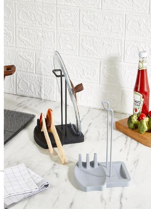 Büro Ev Ofis Mutfağı için Tekli Tencere Kapak Kepçe Düzenler Tutucu Stand