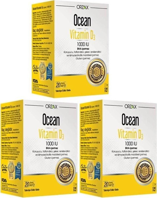 Ocean Vitamin D3 1000 IU Oral Sprey 20 ML x 3 Adet