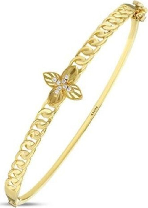 Taşlı Altın Kelepçe Bilezik - 14k - 6.45gr