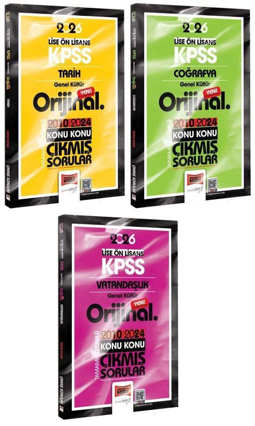 Yargı 2026 KPSS Lise Ortaöğretim Ön Lisans Tarih+Coğrafya+Vatandaşlık Orijinal Çıkmış Sorular 2010-2024 3 lü Set Yargı Y