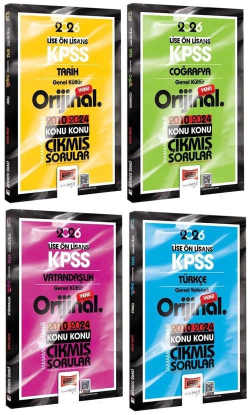Yargı 2026 KPSS Lise Ortaöğretim Ön Lisans Tarih+Coğrafya+Vatandaşlık+Türkçe Orijinal Çıkmış Sorular 2010-2024 4 lü Set 