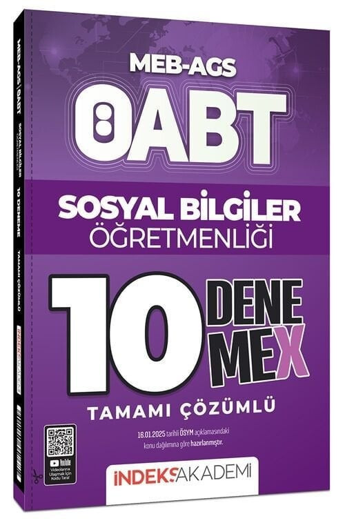 İndeks Akademi 2025 ÖABT MEB-AGS Sosyal Bilgiler Öğretmenliği 10 DenemeX Çözümlü İndeks Akademi Yayıncılık