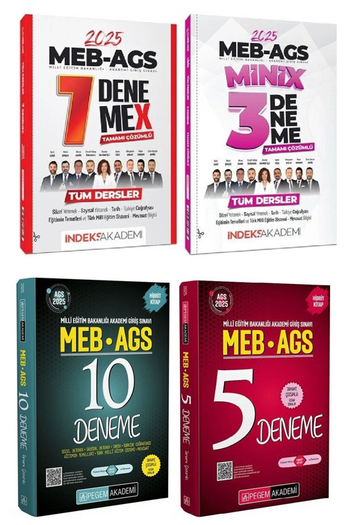 Pegem + İndeks 2025 MEB-AGS 15+10 Deneme 4 lü Set Pegem + İndeks Akademi Yayınları
