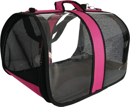 Flipper Kedi Köpek Fileli Şeffaf Taşıma Çantası 25*26*42 cm Pembe