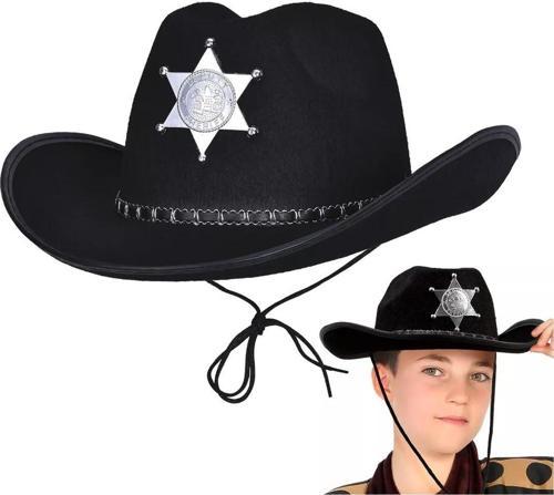 Kovboy Şerif Şapkası Siyah 12 Adet - Kostüm Parti ve Gösteri Şapkası
