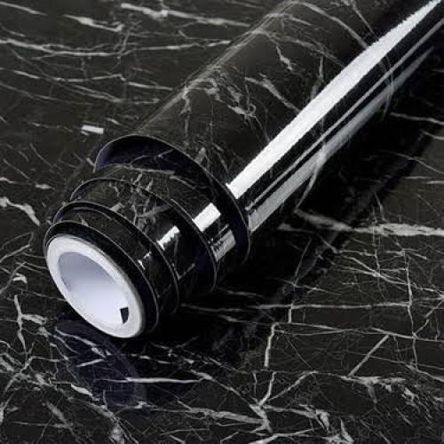 Büro Ev Ofis Mutfağı için 5MT Siyah Mermer Desen Yapışkanlı Tezgah Koruyucu Folyo