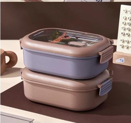 Büro Ev Ofis Mutfağı için 2BÖLME Paslanmaz Çelik Kilitli Kapak Yemek Kutusu