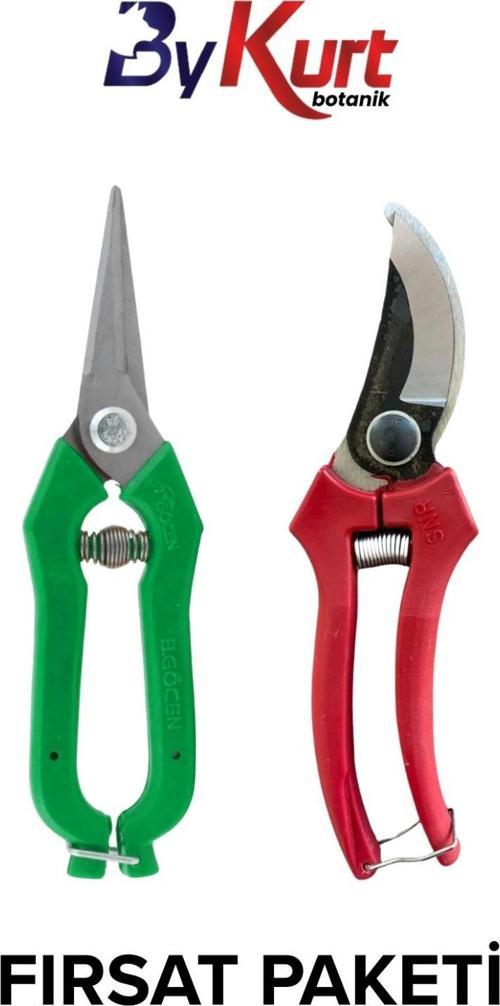 Eğri Bağ Budama Makası 20CM ve Meyve Toplama Makası 19CM Üzüm Çilek Narenciye İçin