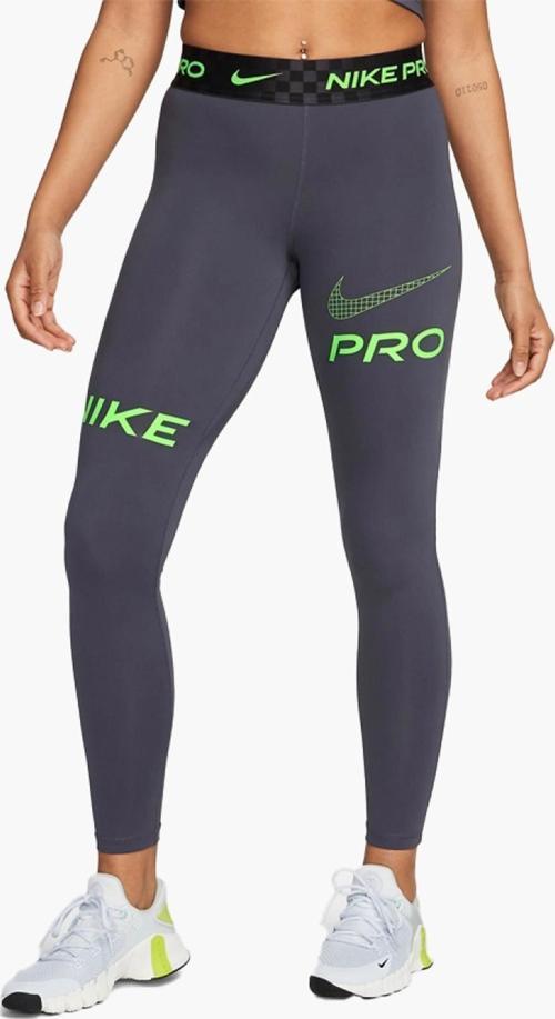 Dri Fit Training Pro Graphic Women's Mid Rise Leggings Kadın Spor Tayt Füme Yeşil