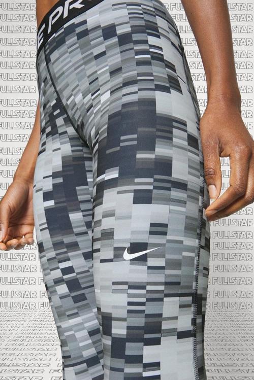 Pro Dri Fit Printed 7/8 Training Leggings Baskılı Toparlayıcı Kadın Tayt Siyah