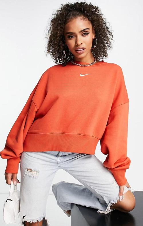 Sportswear Essential Collection Fleece Oversized Kadın Sweatshirt Turuncu