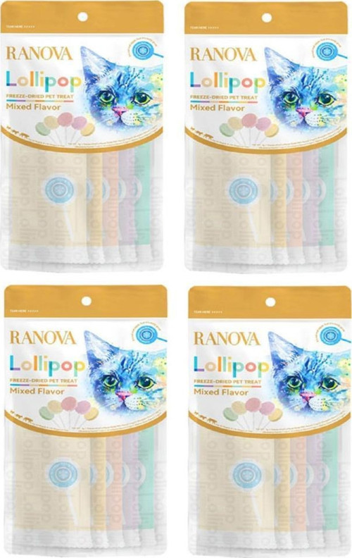 Lolipop Karışık Çeşitli Kedi Ödül Maması 1,4 Gr 5'li Paket -4 Adet