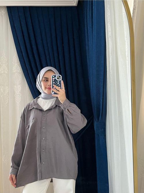 Antrasit Oversize Gömlek