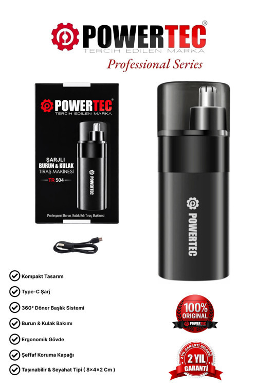 TR-504 Profesyonel Şarjlı Burun & Kulak Kılı Tıraş Makinesi (9600 RPM)