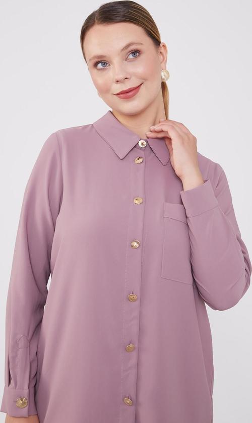 A.Lila Varak Düğmeli Gömlek
