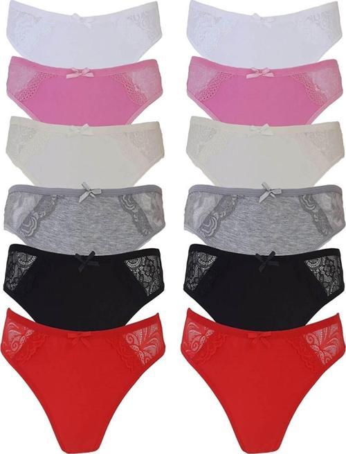 12 'li Firuze Dantelli Bayan Elastan Bikini Külot Kombin