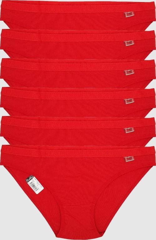 12 'li Yazılı Bayan Bikini Külot Kırmızı