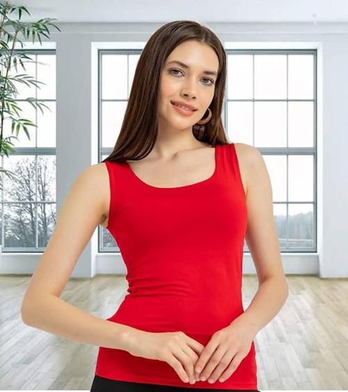 Kadın Ribana Geniş Askılı Renkli Atlet 0136 - 6 Adet