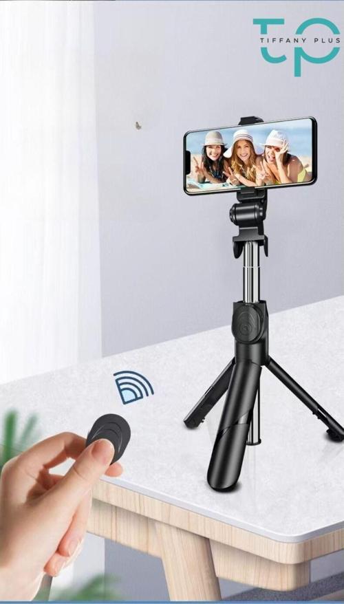 Selfie Çubuğu Tripod Siyah Kumandalı Bluetoothlu TP-1019