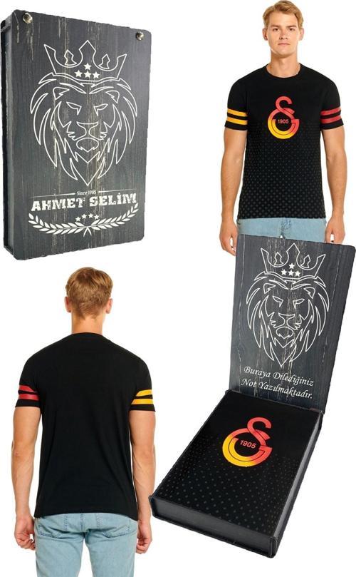 Orijinal Logo Baskılı Siyah T-Shirt Kişiye Özel Ahşap Kutulu