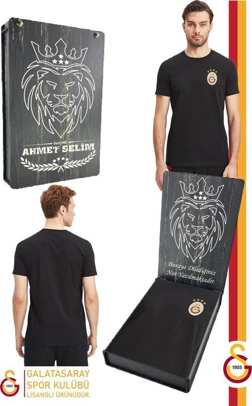 Orijinal Lisanslı Siyah Basic T-Shirt Kişiye Özel Hediyelik Ahşap Kutulu