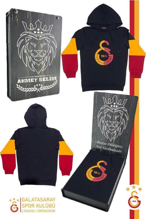 Orijinal Lisanslı Logo Siyah Kapüşonlu Sweat Kişiye Özel Hediyelik Ahşap