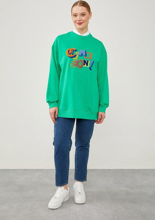 Benetton Tazı Baskılı Sweat