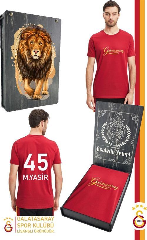 Orijinal Lisanslı Kırmızı Erkek Kişiye Özel T-Shirt Hediyelik Ahşap Kutul