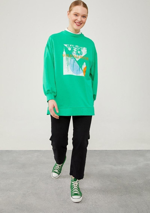 Benetton Çiçek Baskılı Sweat