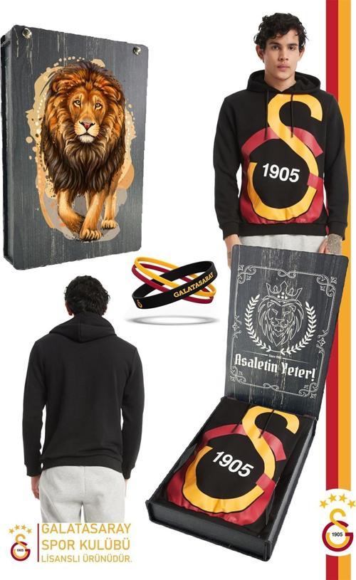 Orijinal Lisanslı Kapüşonlu Logo Erkek Sweat Gs Bileklik Set Ahşap Kutulu