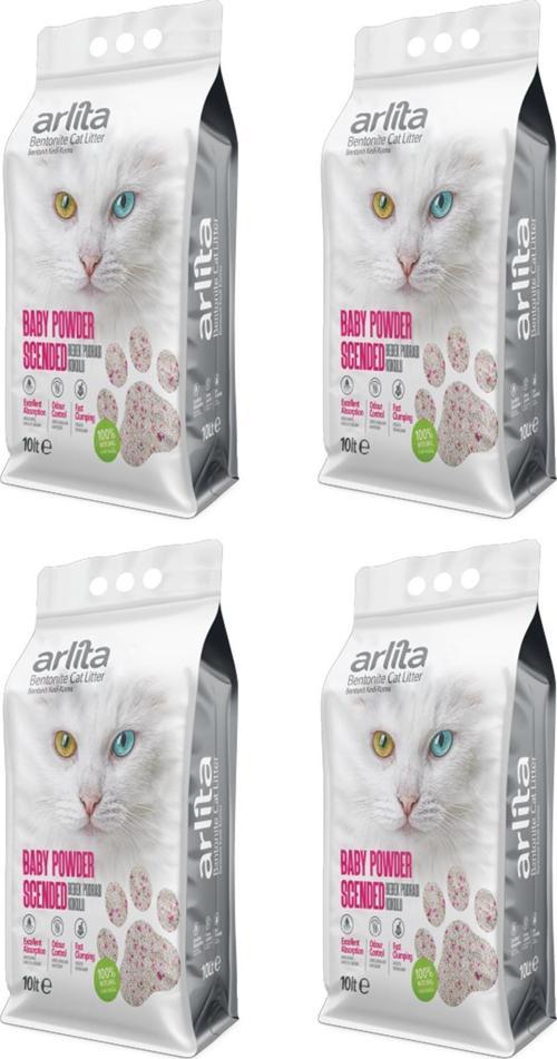 Bebek Pudrası Kokulu İnce Tane Topaklanan 4x10 L4 Adet 10 Litre  Kedi Kumu