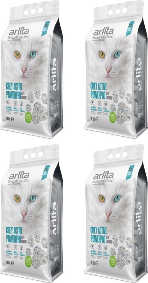 Grey Actıve PowerPro Aktif Karbonlu Fresh Kokulu İnce Taneli Topaklanan 4x10 L 4 Adet  Kedi Kumu