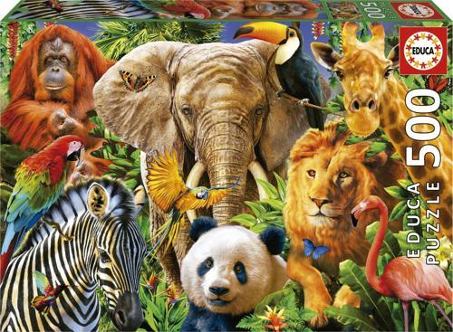 500 Parça Vahşi Hayvanlar Kolajı Puzzle - 19550 - Wild Animal Collage