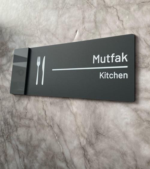 Klasik Seri Mat Antrasit Mutfak Yönlendirme Levhası