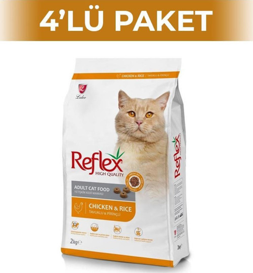 Reflex Tavuklu ve Pirinçli Yetişkin Kedi Maması 2 kg 4 Adet