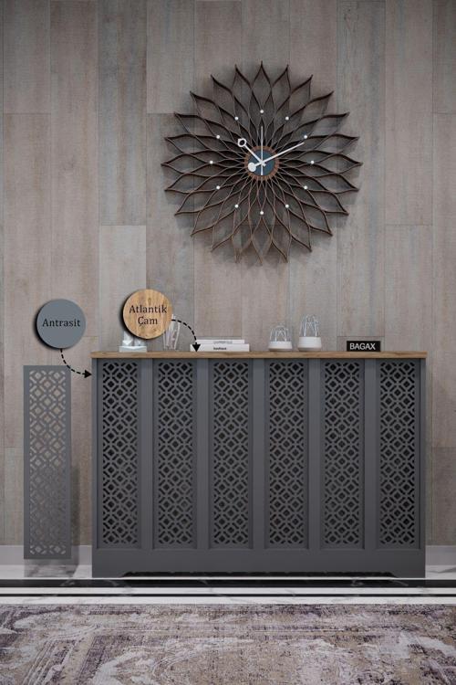 Pera Model, Antrasit Üstü Atlantik Çam Renk, 116 Cm Petek Kaplama, Dresuar