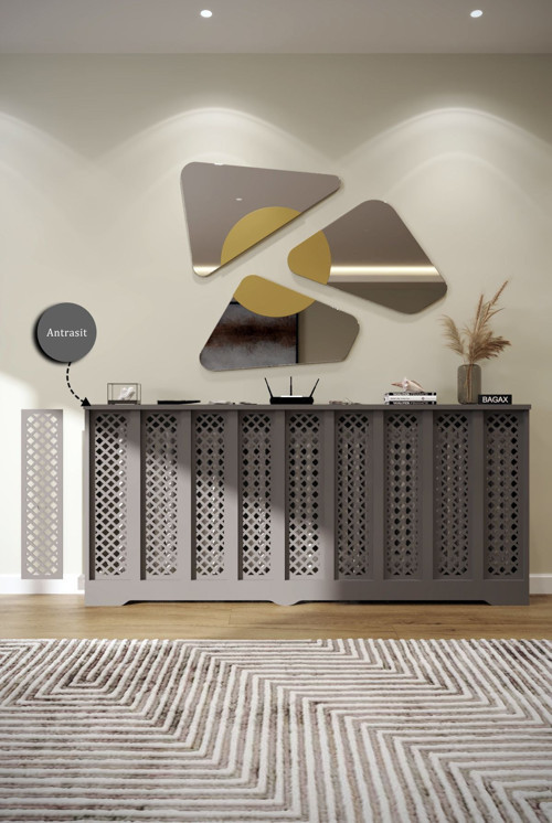 Perge Model, Antrasit Renk, 176 Cm Petek Kaplama, Dresuar