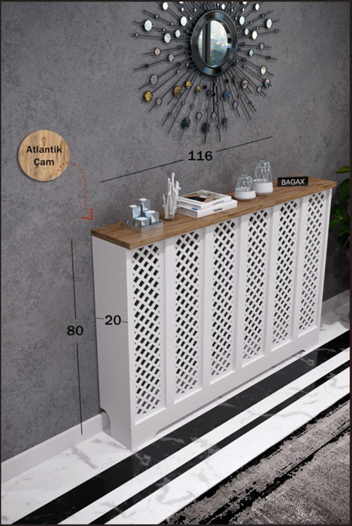 Perge Model, Beyaz Üstü Çam Renk, 116 Cm Petek Kaplama, Dresuar