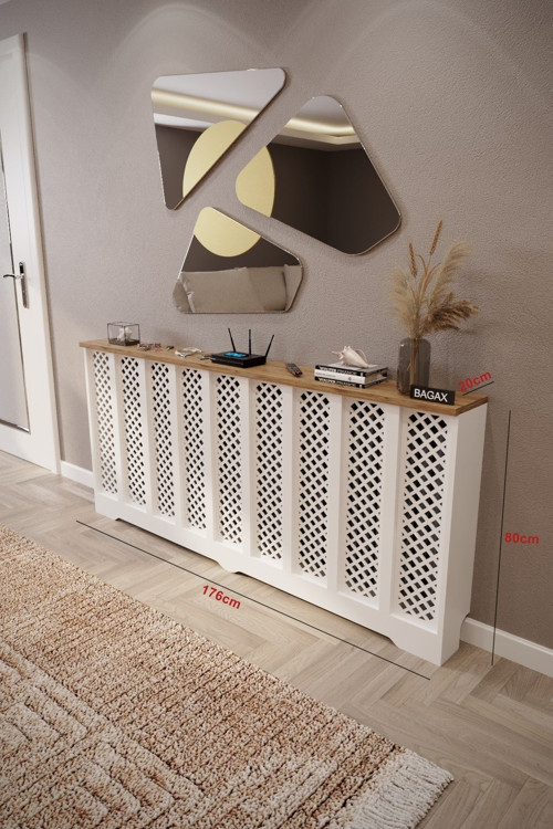 Perge Model, Beyaz Üstü Çam Renk, 176 Cm Petek Kaplama, Dresuar