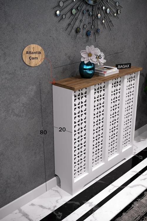 Truva Model,Beyaz Üstü Çam Renk, 76 Cm Petek Kaplama, Dresuar